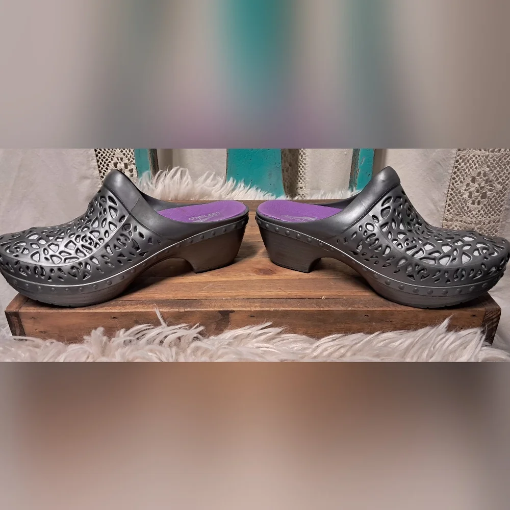 Dansko Gray Cutout Clogs - Picture 3 of 11